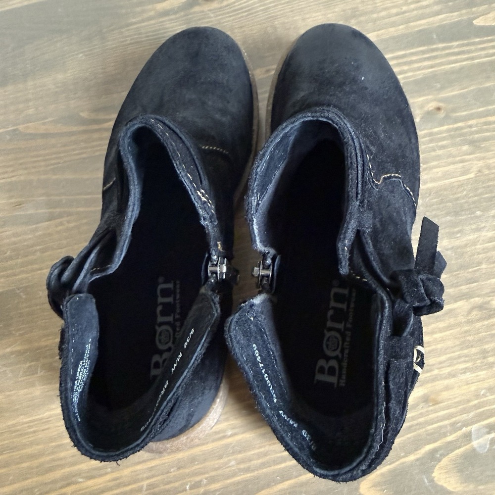Born‎ Womens 8/39 Black Leather Tarkiln Round Toe Ankle Booties Comfort Shoes - Picture 6 of 8